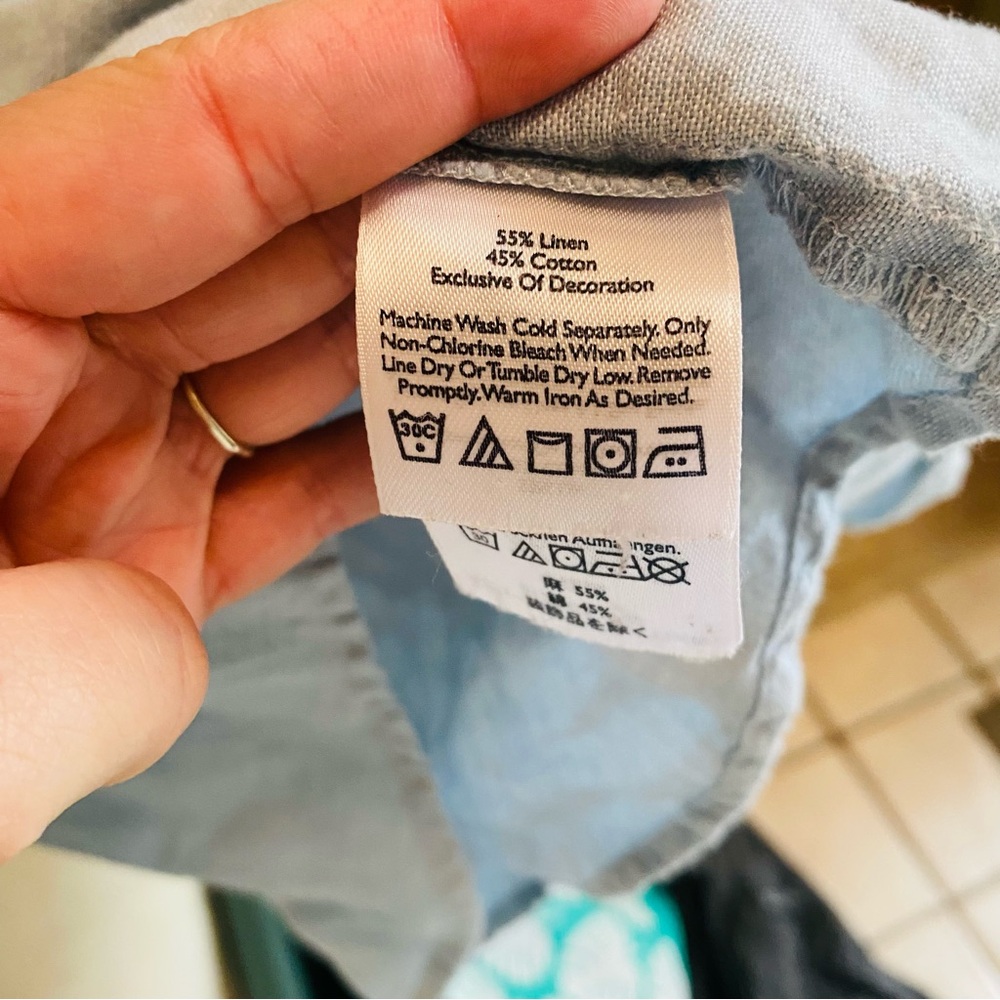 EDDIE BAUER Chambray 3/4 Length Sleeve Bohemian Top - Picture 6 of 6
